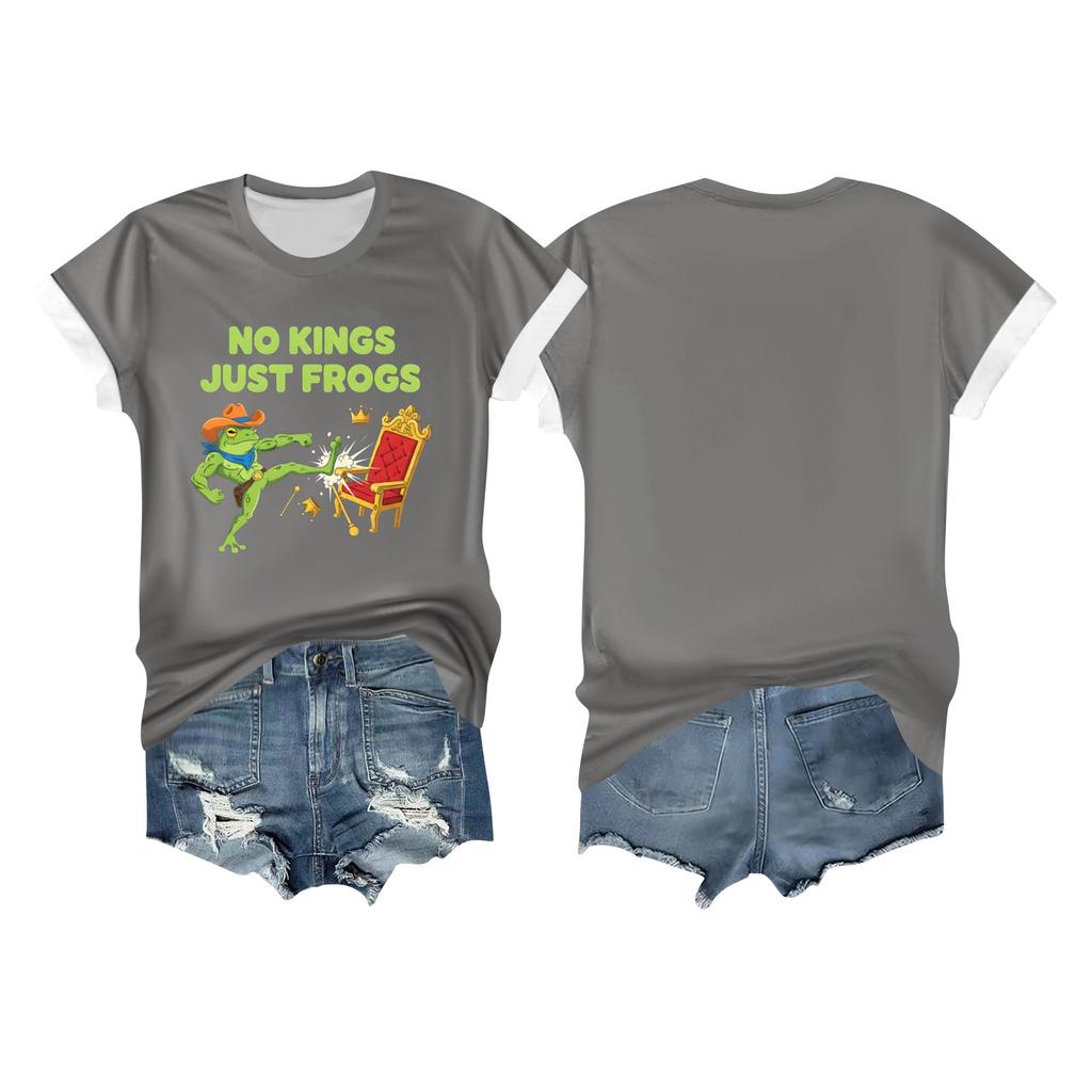 Women's Casual Printed T-shirt Round Neck Pullover Short-sleeved Top