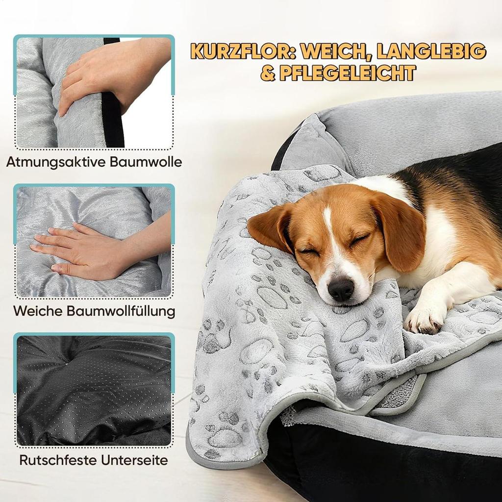 Washable Dog Bed With Blanket Non-Slip Washable Calming Thick Dog Bed Warm Sleeping Mat For Puppy Cat Small Medium Large Pet