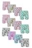 12er-Pack Mädchen Boxershorts Baumwolle Lycra Bedruckt Bunt