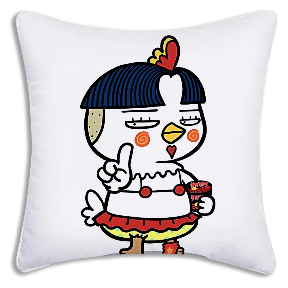 Kwaii Anime B-Buldaks Pillow Covers Cartoon Sofa Decorative Home Double-sided Printing Short Plush Cute Cushion Cover