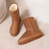 Winter Neue Runde Kappe Flach Gepolsterte Schneestiefel Modische Plüsch Dicke Mittellange Warme Lässige Damenstiefel -Größe 36 - 44