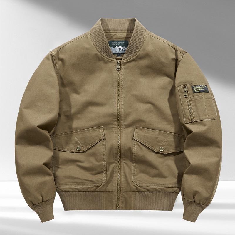 Thermische Jacke für junge und mittelalte Baumwolle, lässig, locker, mit Reißverschluss, Fliegerjacke