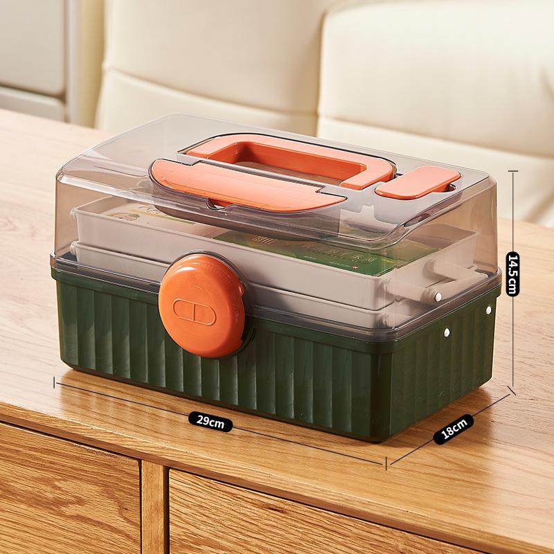 

Многослойный складной пластиковый контейнер для лекарств с крышкой - Большая вместимость, прозрачный, для домашнего использования в экстренных случаях