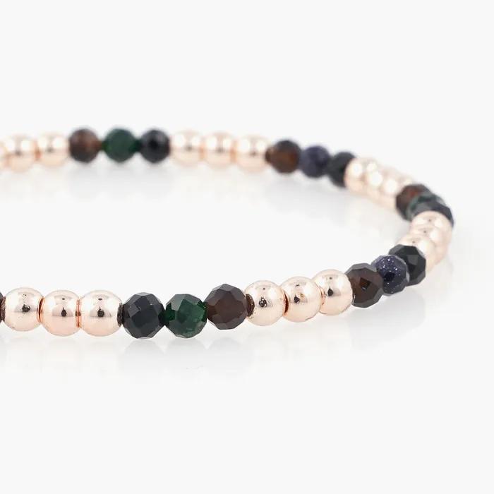 4mm Rose Gold Ball Cut Quartz Mixed Gemstone Bracelet (C2403AC1181_GD)