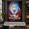 Wall Tapestry Manchester City Print Custom Name Text Wall Hanging Home Decor
