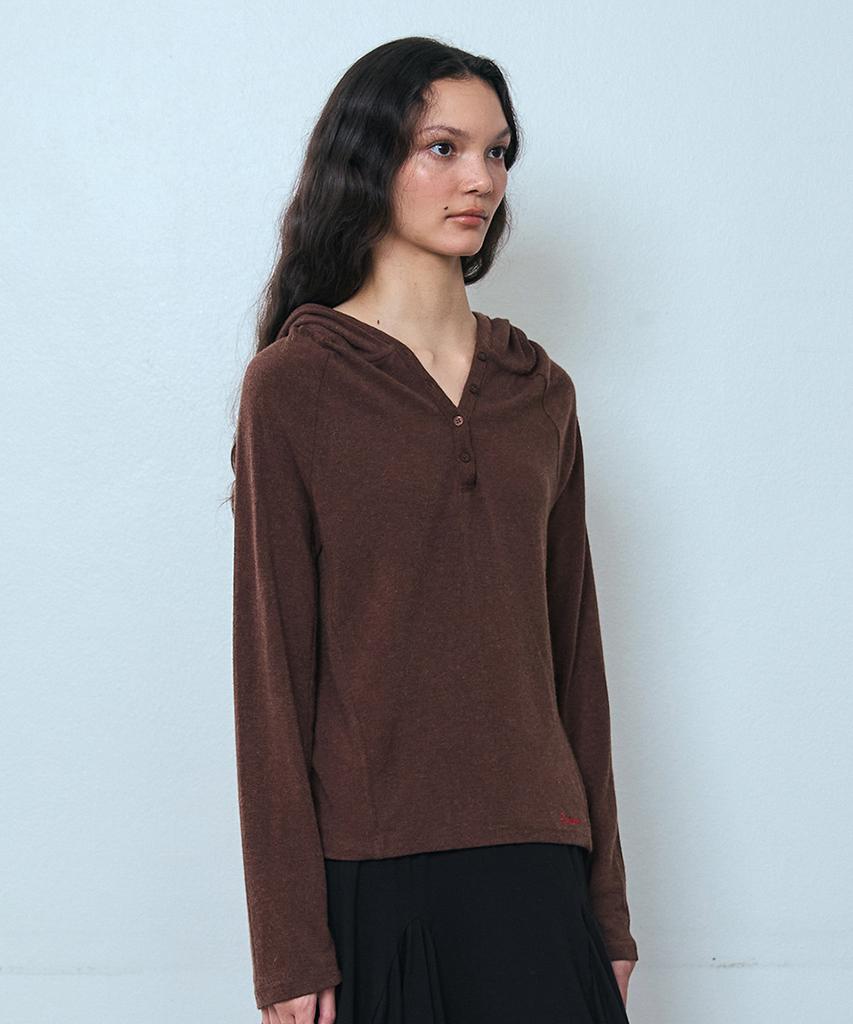 PISCESS Button-Up Slim Fit Hoodie_Brown
