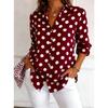 Camicetta da Donna con Stampa Pois Primavera Autunno Femme Lady da Ufficio Camicie con Bottoni e Colletto Rovesciato