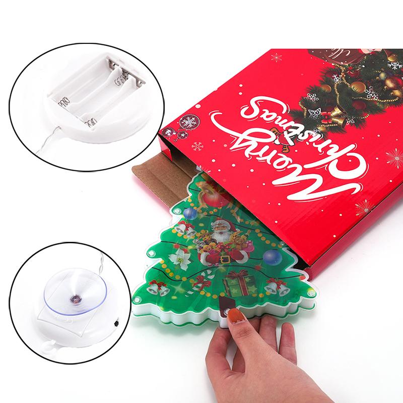 1pc Christmas Hanging LED Sucker Lamp Light Santa Claus Snowman Holiday Window Display New Year Decoration Xmas Party Supply