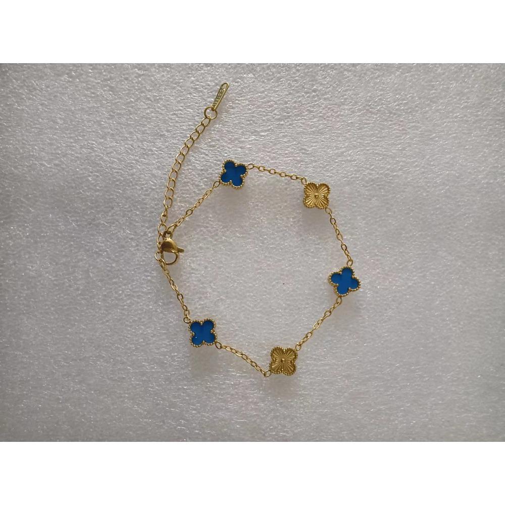 9mm Mini Version of The Lucky Four-leaf Clover Bracelet Double-sided Mother-of-pearl Radium Flower 18K Hundred Fashion Bracelet