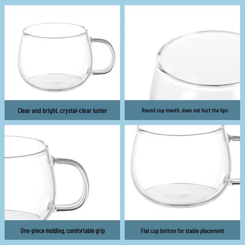 Heat-Resistant Glass Drinking Cup with Handle