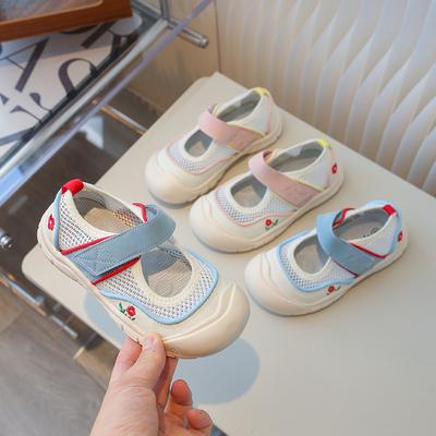Kinder Freizeitschuhe Mesh Atmungsaktiv Mädchen Tennisschuhe Zehenkappe Anti-Kick 2025 Neue Kinder Sommerschuhe Bestickt Klettverschluss
