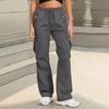 Women's Sports Pants Casual Loose Solid Color High Waisted Pocket Pants
