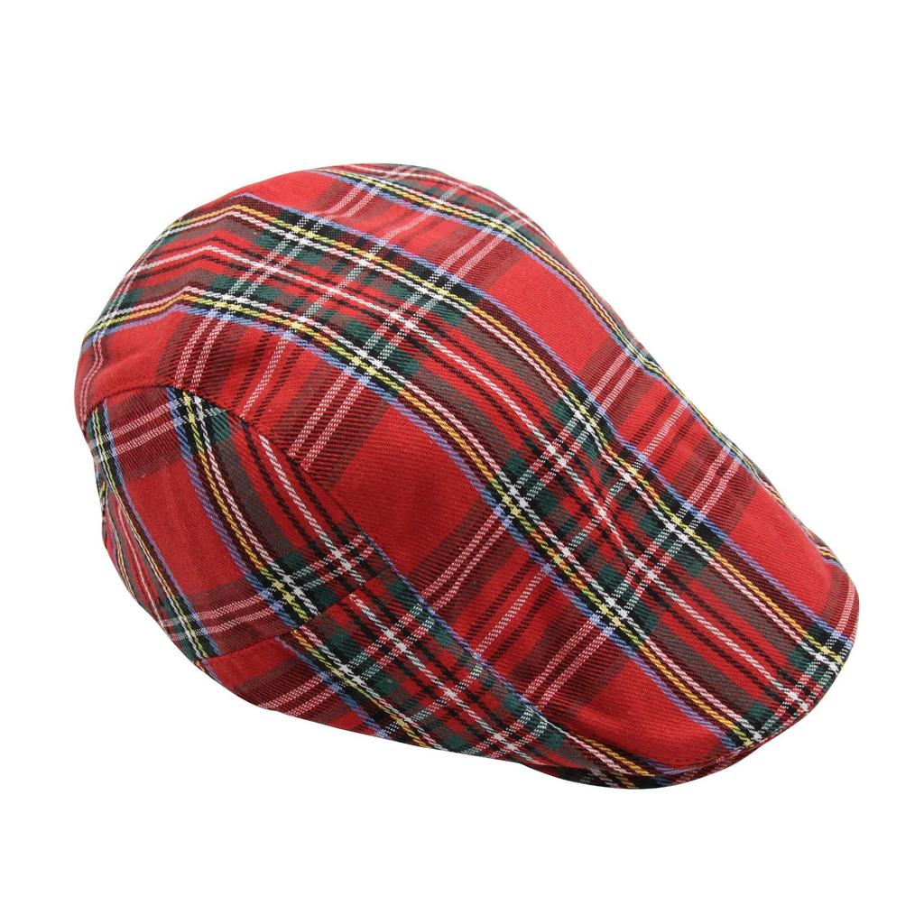 Spring and Summer Beret Plaid Trendy Plaid Cap Men's Sun Protection Visor Casual Plaid Forward Hat