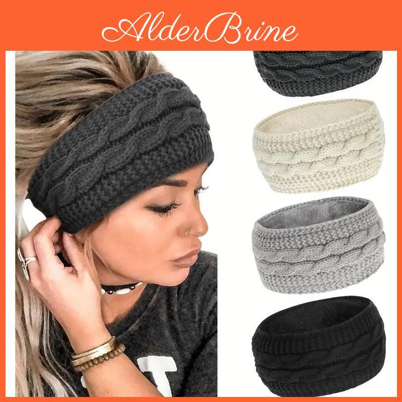 Ribbed Fleece Cozy Soft Knit Elastic Headbands Warm Ear Warmer For Women With Classic Bowknot Design