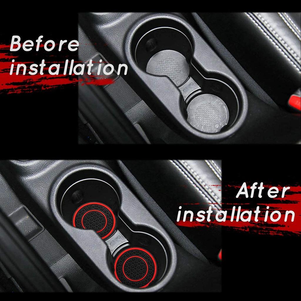 Auprite Car Cup Holder Coaster 2 Pack Universal Auto Non-Slip Cup Holder Insert Coaster Car Interior Accessories (Red)