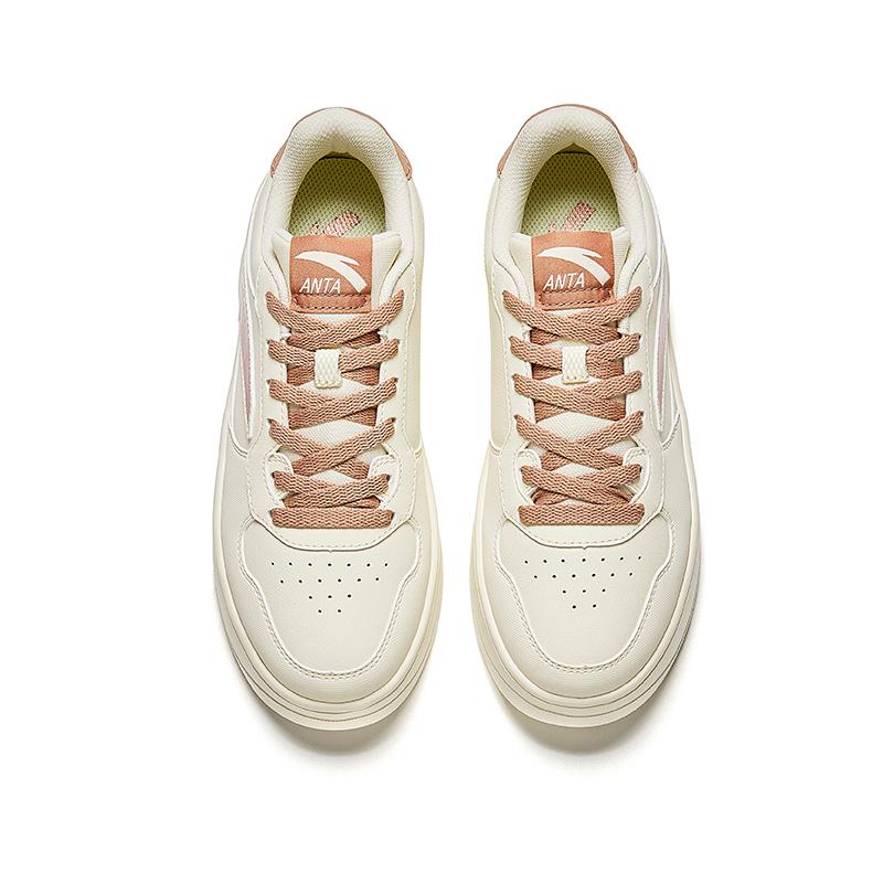 New Anta Anti-Slip And Wear-Resistant Breathable Low-Top Skateboard Shoes Women's Beige Red 922528003Q-2