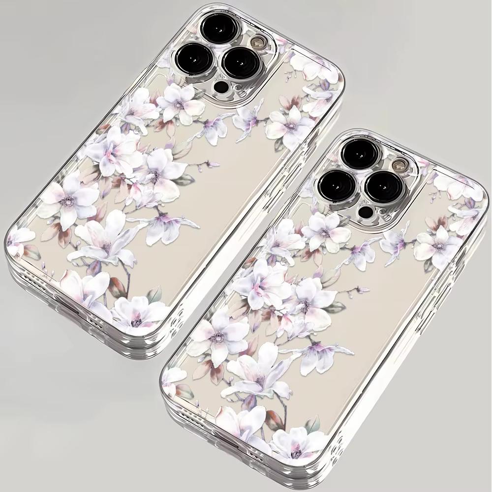 Fresh and Elegant Flowers Pattern Clear Phone Case For Xiaomi Mi 15 T Pro 14T 13T Mi 17 15 14 13 12 11 Lite 5G Silicone Cover