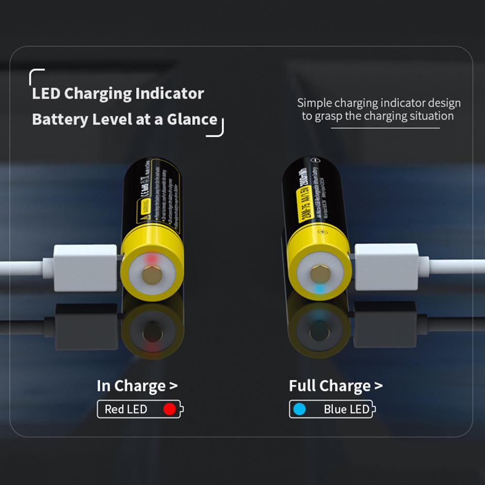 Multifunction AA Lithium Battery 2800mWh Toy KTV Battery 1.5V Constant Voltage Fast Charge USB Rechargeable Battery