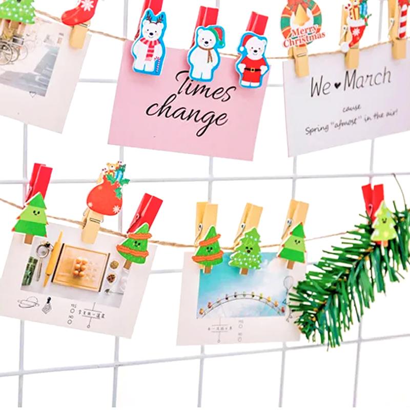 Cartoon Photo Display Decorated Odorless Christmas DIY Festive Atmosphere Gift Embellishment Wooden Clip Creative