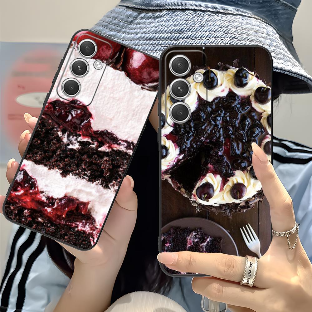 Black Forest Cake Mobile Phone Case for Samsung Galaxy S26 S25 S24 S23 S22 S21 S20 Note20 Plus FE Ultra Colorful Cover Pretty