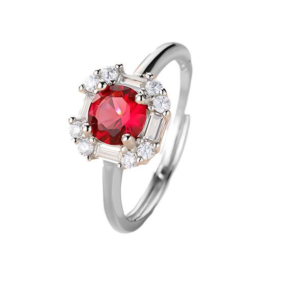 Red Zircon Love Heart Jewelry Set Rhinestone Necklace Stud Earrings Ring Set Romantic Accessories for Birthday Valentine's Day Gift