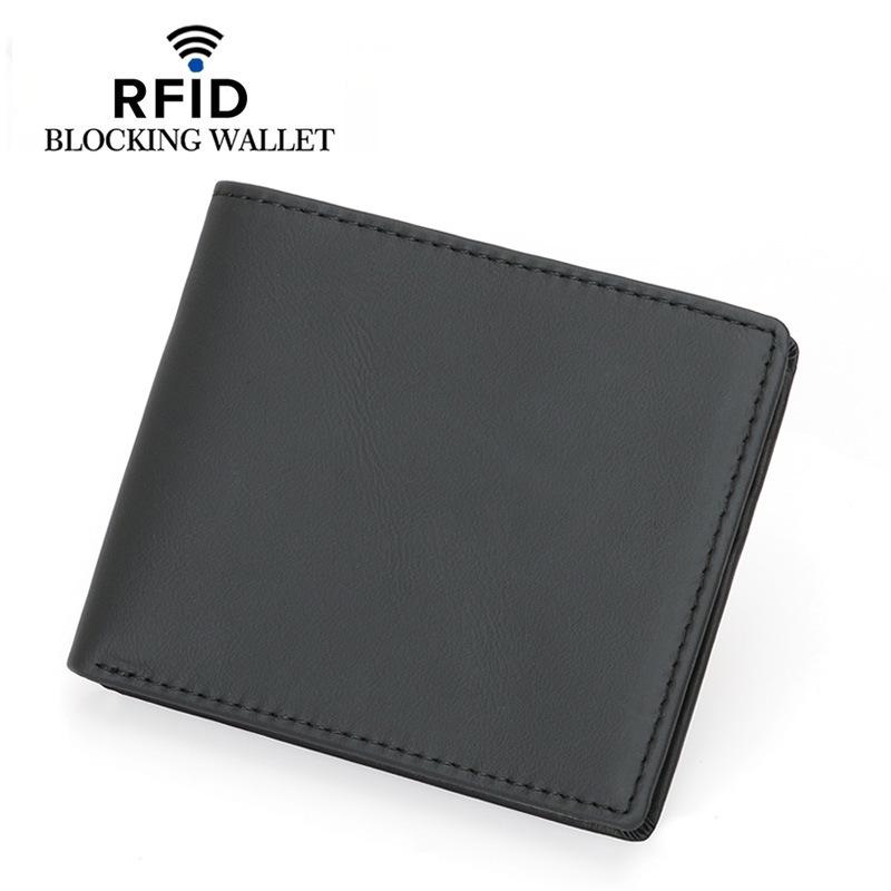 New Anti-Theft Genuine Leather Retro Men's Slim Wallet and Money Clip