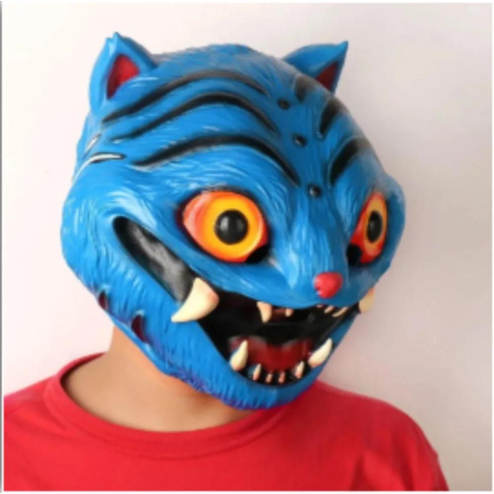 New Blue Tiger Latex Mask Kpop Dem On Hunters Horror Costume Mask For Halloween Events Party Cosplay Prop Kids Friends Gift