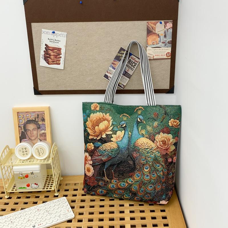 Modische Damenhandtasche Umhängetasche Große Kapazität Einkaufstasche mit ethnischen und chinesischen Stilen