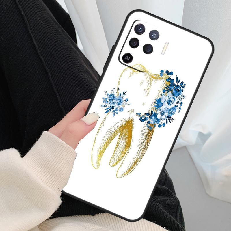 Cute Tooth Dentist Case For Oppo A18 A38 A58 A78 A98 A80 A60 A40 A96 A76 A16 A94 A74 A54 A15 A17 A57 A77 A5 Pro