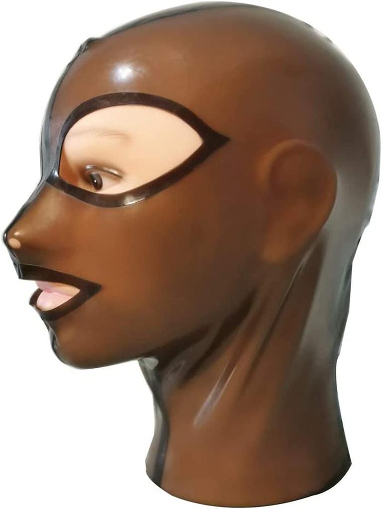 Přírodní latexová maska ​​Gumová kapuce Fetish SM Fetish Restraint Headgear Latex Headgear Bar Playing Mask Halloween Mask [OnundOn] 100% - -