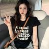 American Alphabet Black Short-sleeved T-shirt Women's Summer 2026 New Korean Version Design Niche Slim-fit Top