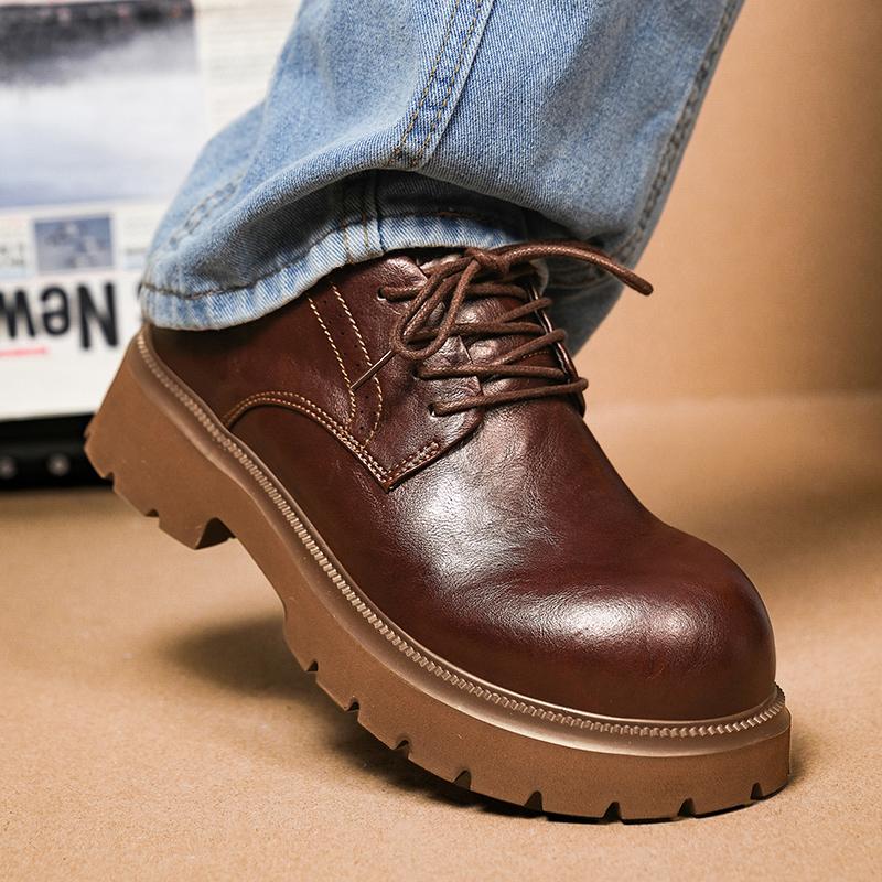 Derby Men's Leather Shoes Fashionable Retro Versatile Styles Wedding Outdoor Leisure Party Classic Office Shoes for Daily Hot