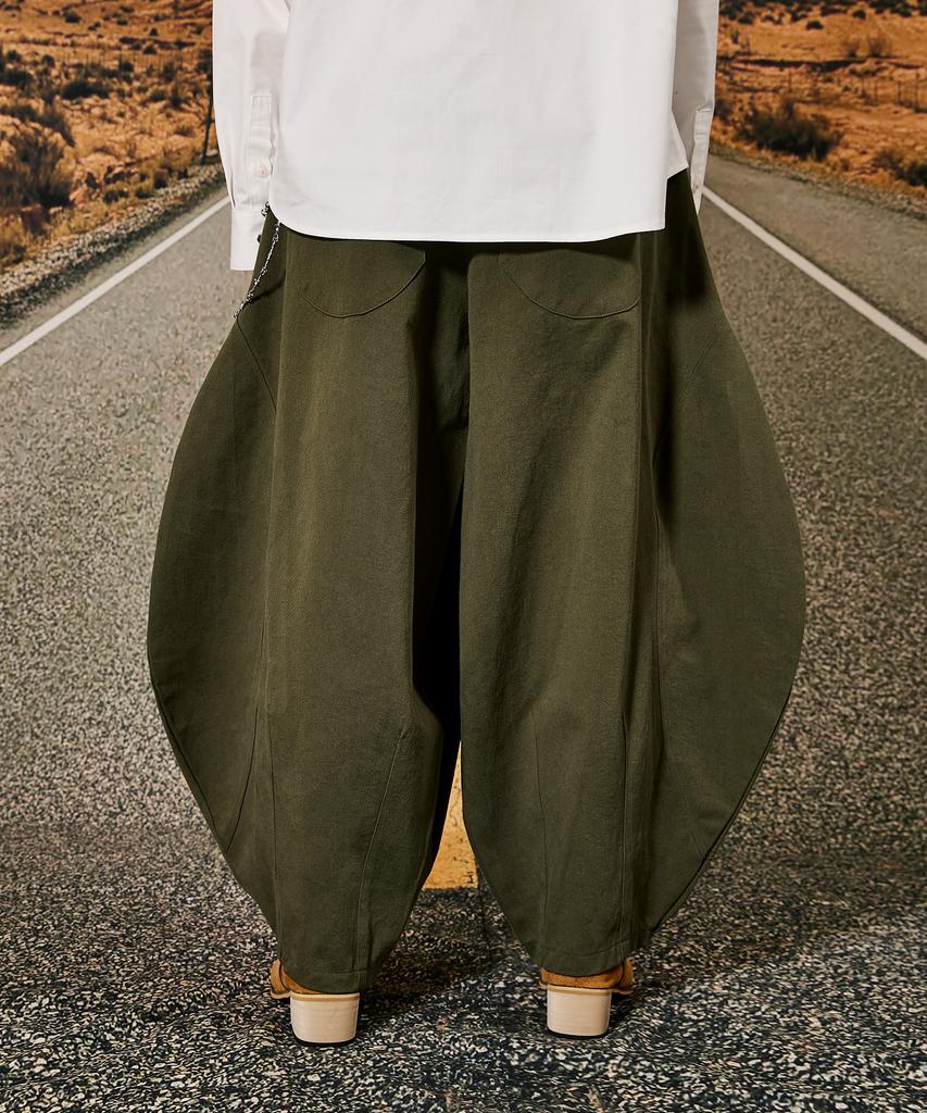 Lekyulli Wide Balloon Baggy Pants Khaki
