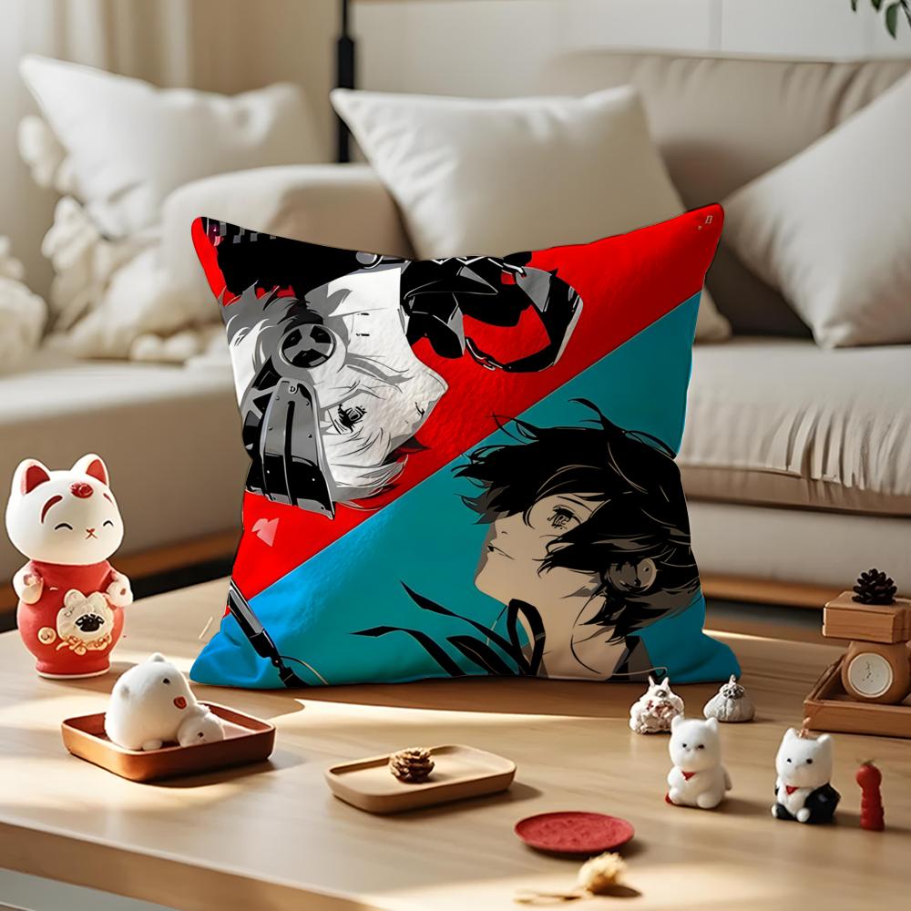 Game Cool P-Persona 3 Reload Cushion Cover Silky Short Plush With Invisible Zipper Dustproof Sofa Pillow Cover For Home Decor
