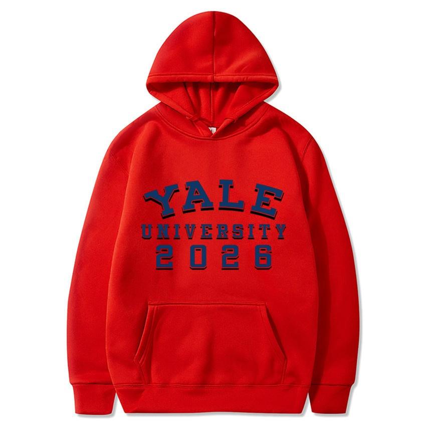 Yale University School Uniform for Autumn and Winter  Classic Solid Color Hoodie Daily Casual Fashion Long Sleeve Warm Hoodie