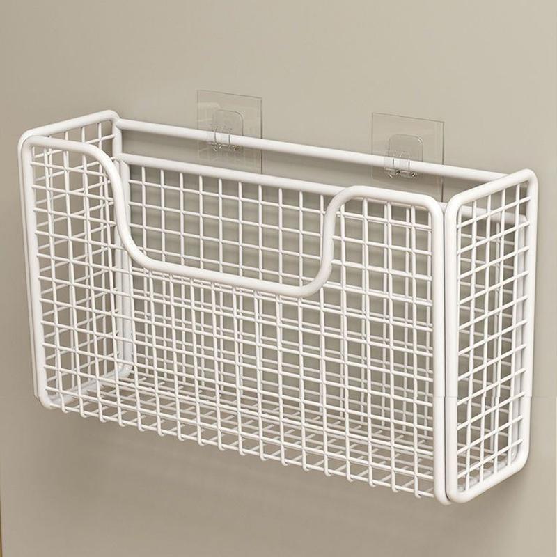 Punch-free Kitchen Cabinet Door Storage Box Iron Rack Wall-mounted Cabinet Plastic Wrap Rack Bathroom Refrigerator Rack Shelf