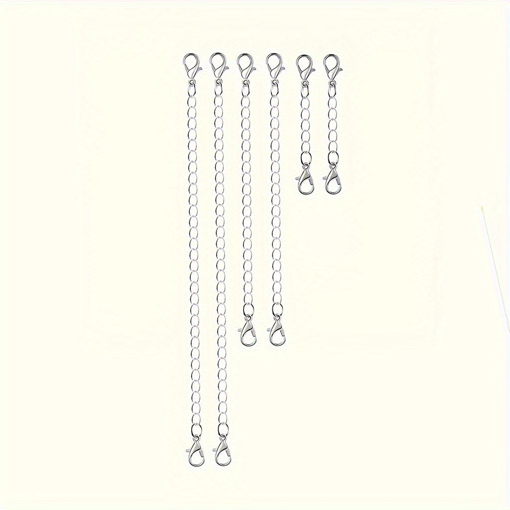 6pcs Alloy Chain Extenders for Jewelry Making, Lobster Clasp Closures, No Mosaic, Bracelet & Necklace Accessories