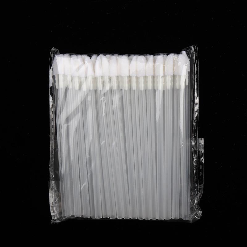 50-Pack Disposable Lip Brushes with Hollow Handle - Portable for Lipstick, Lip Gloss, and Mousse Application