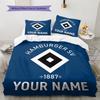 Benutzerdefinierte Bettwäsche mit HSV-Logo, Steppbett-Set, Bettbezug, Kissenbezug, Heim-Geburtstagsgeschenk(1 Bettbezug + 2 Kissenbezüge, ohne Füllung) -HE68