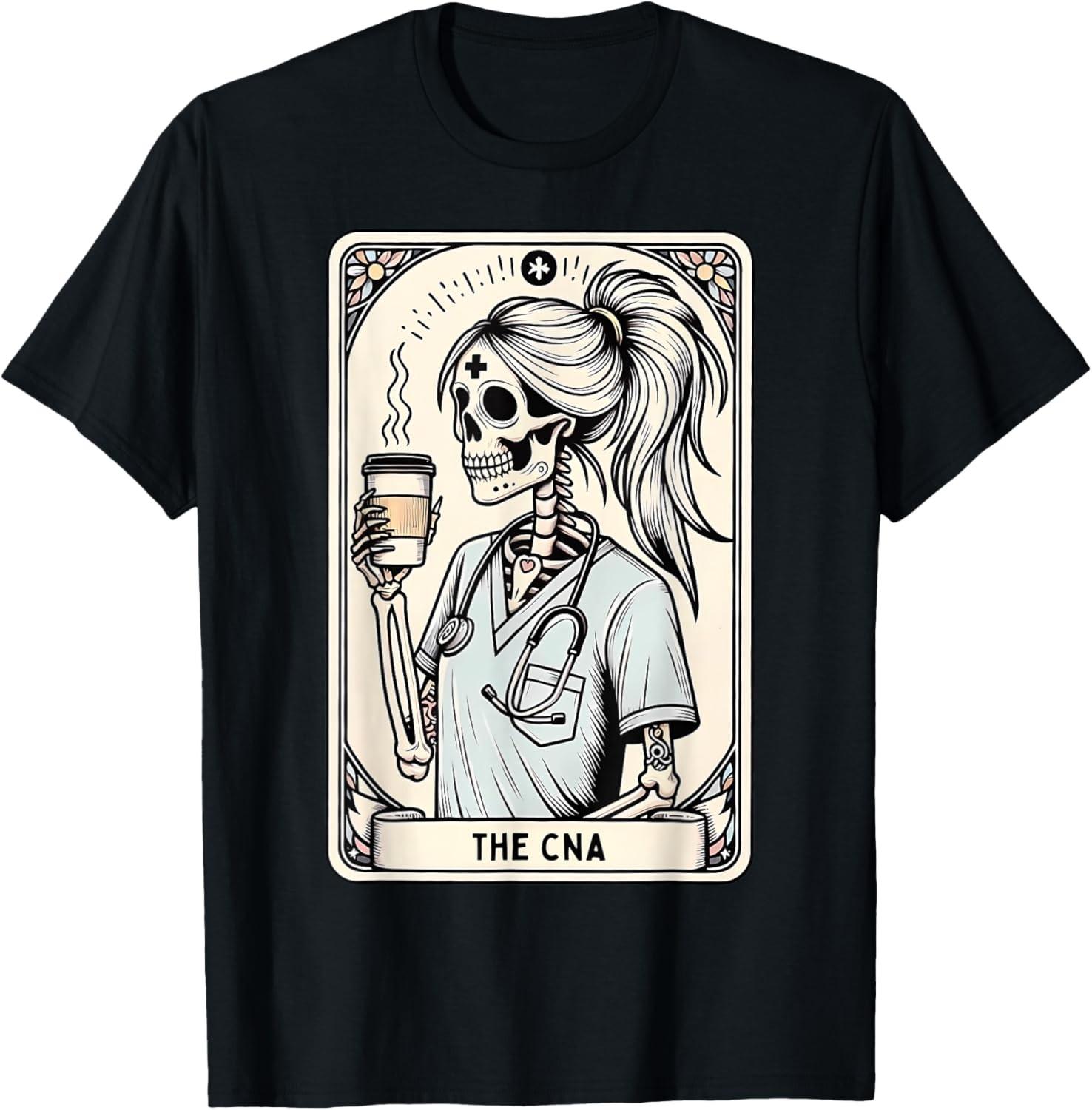 Certified Nurse Assistant Tarot Card Skeleton CNA Halloween T-Shirt S разноцветный