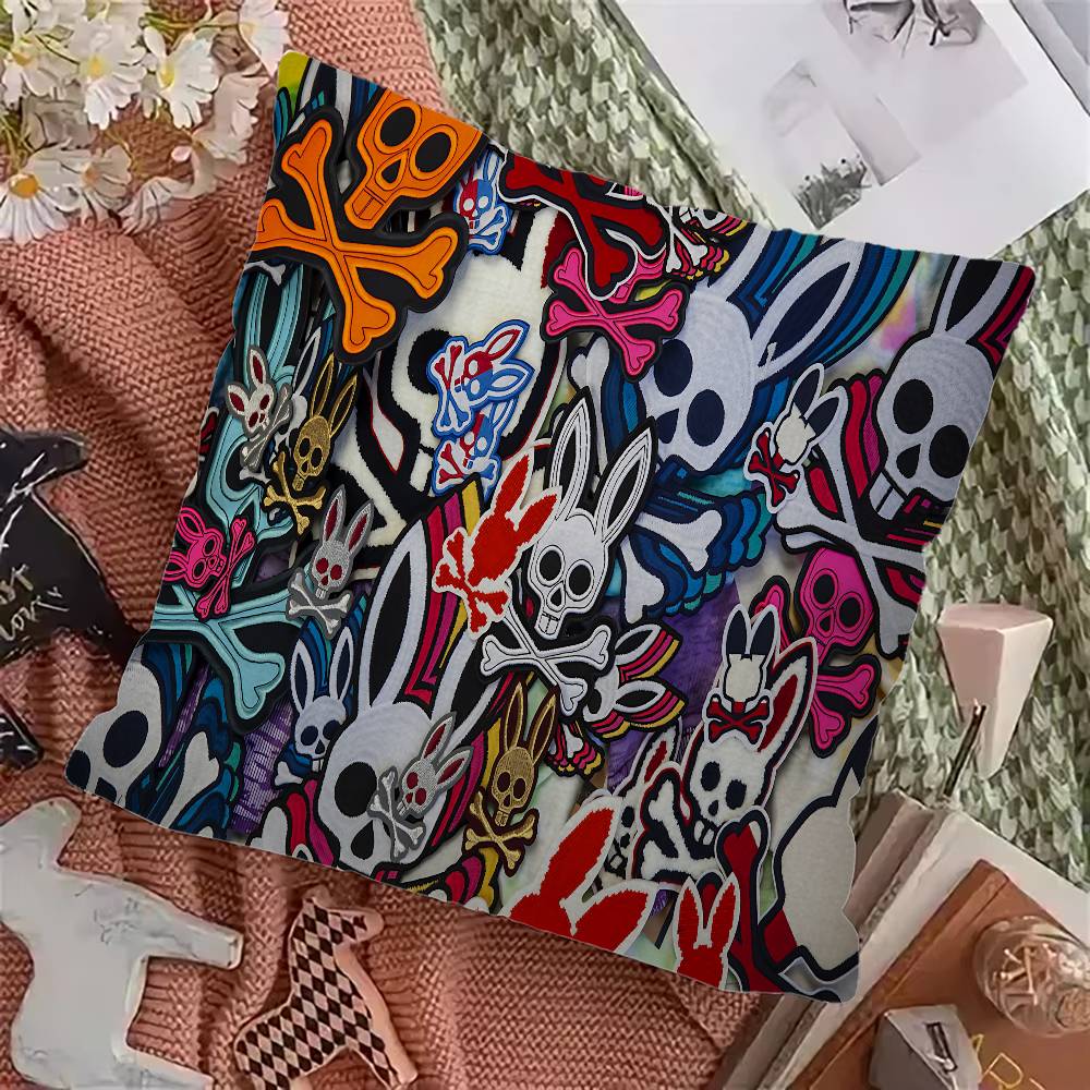 Luxury Fashion P-Psycho Bunny Pillowcase Toon Gift Cushion Cover Bedroom Home Sofa Chair Seat Decor Pillow Case