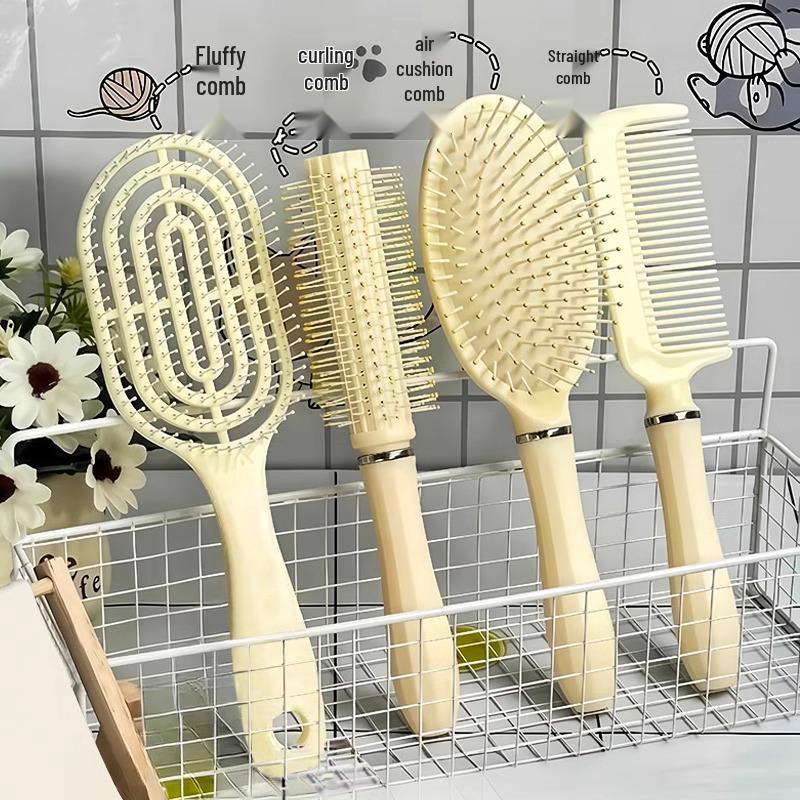 Fluffy Cushion Hair Comb Set - Airbag Straightener & Massage Curling Comb for Women