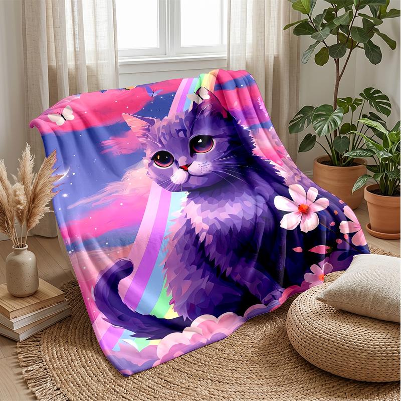 Playful Kittens Scene Theme blanket Lightweight Warm Flannel Blanket Decorative Throw Blanket for Home Decoration
