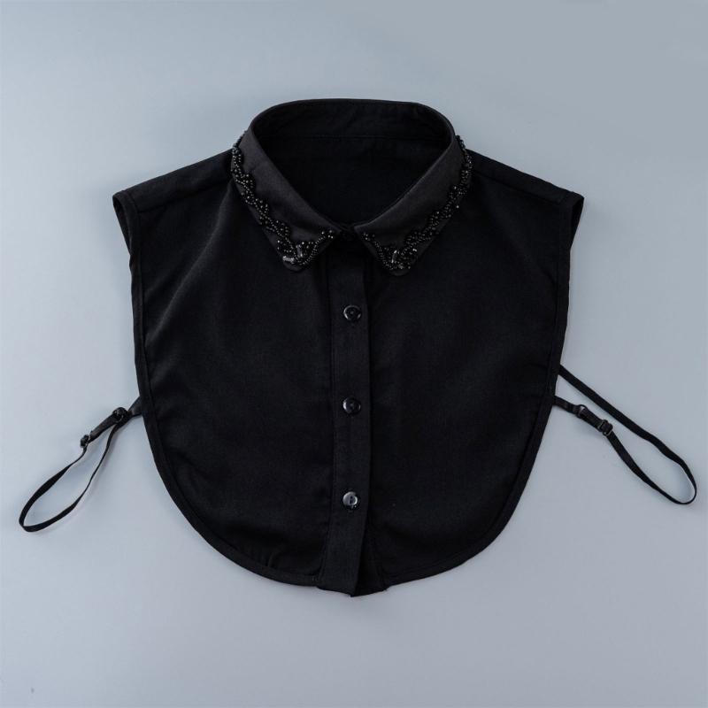 Eleganter Perlen-Falscher Kragen Bequemes Chiffon-Gewebe Abnehmbarer Kragen für Damen Mode Formeller Anlass und Tägliches Tragen