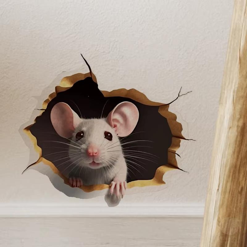 

1PC 3D Personalised Mouse Sticker - Reading Theme, White Mouse & Flower Mouse, Adorable Animals Home Decor Wall Decals