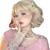 Platinum blonde cute girl wool curly wig