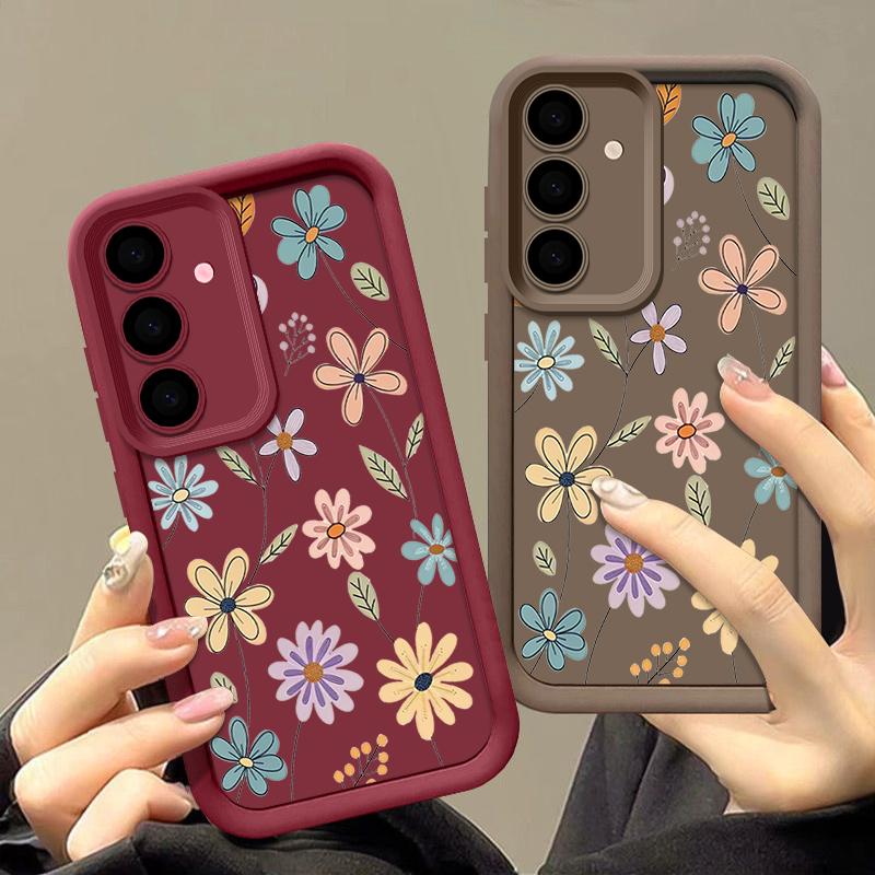 Liebevolle Cartoon-Blumenhülle für Samsung Galaxy S25 S24 Ultra S23 S22 Plus S21 S20 FE A15 A16 A26 A34 A35 A36 A54 A55 A56 5G Capa