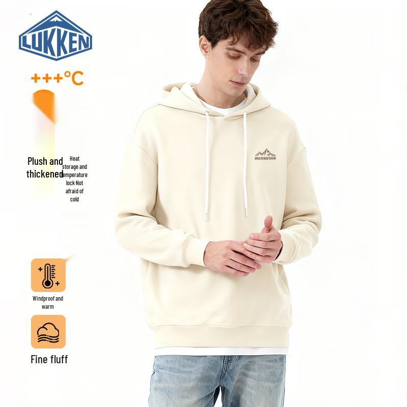 LUKKEN Men's Fleece-Lined Hooded Pullover with Mountain Ridge Graphic