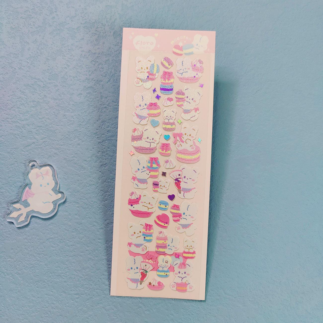 Korean Guka Cute Rabbit Silver Glitter Stickers for Journals