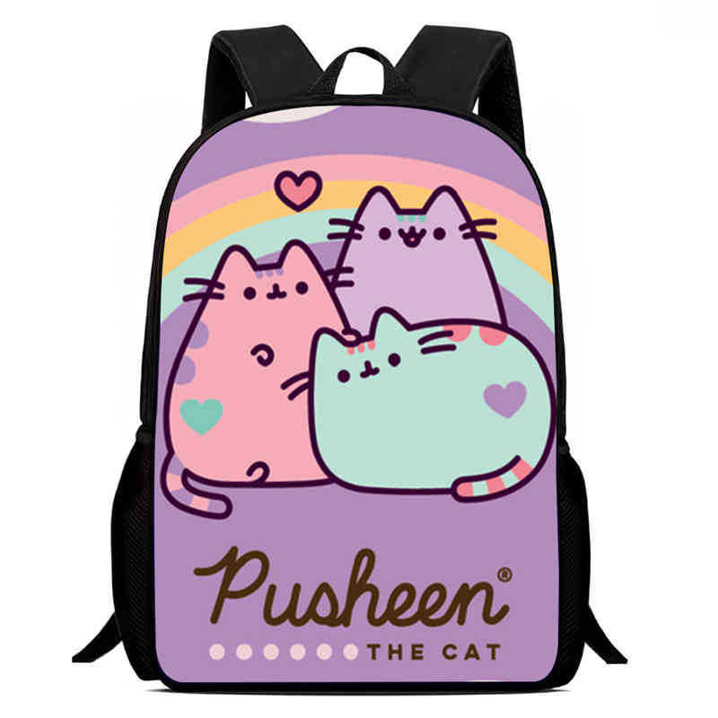 

Детский рюкзак с принтом Pusheen, уличный, большой вместимости, школьный ранец для студента 08